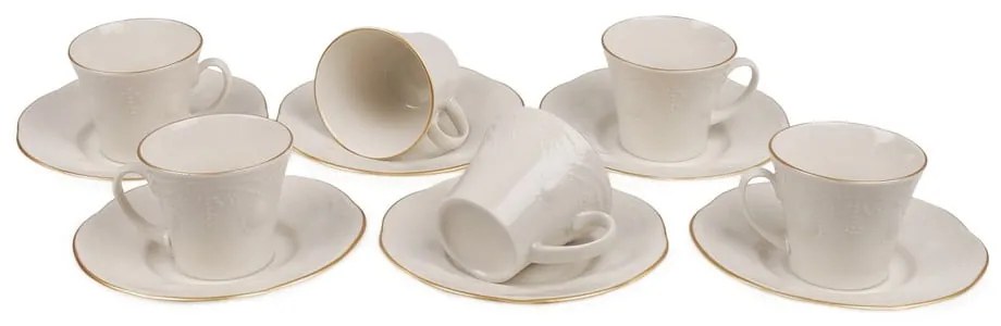 Set di 6 tazze e piattini in porcellana Kutahya cuciti - Kütahya Porselen
