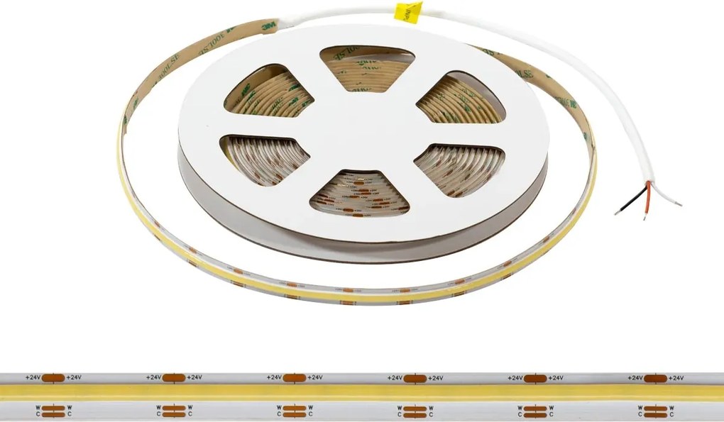 Striscia LED COB CCT Bianco Variabile 24V 14W/m Professionale - IP20 - 5 metri