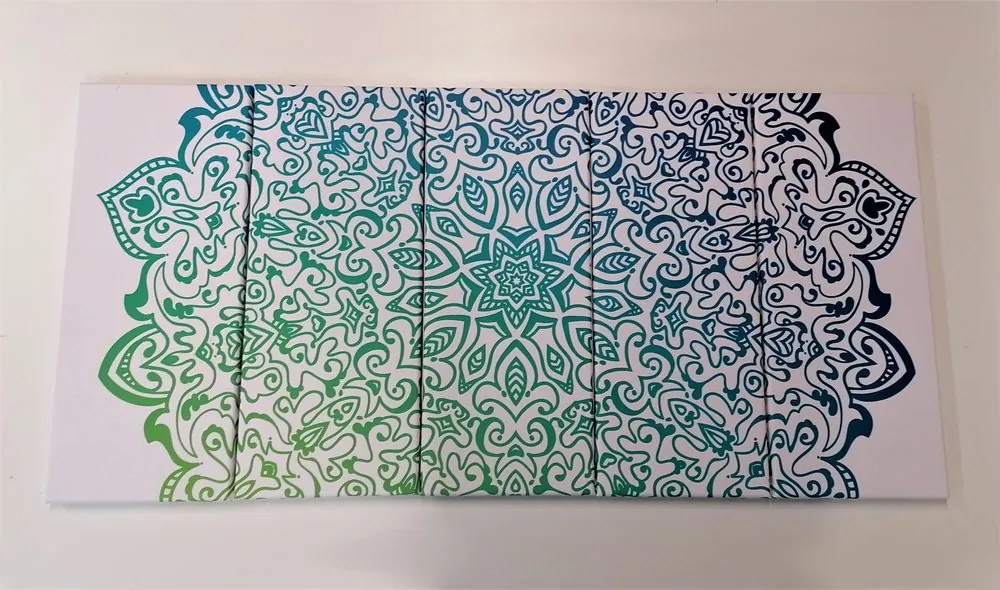 Quadri 5 pezzi – Mandala verde blu