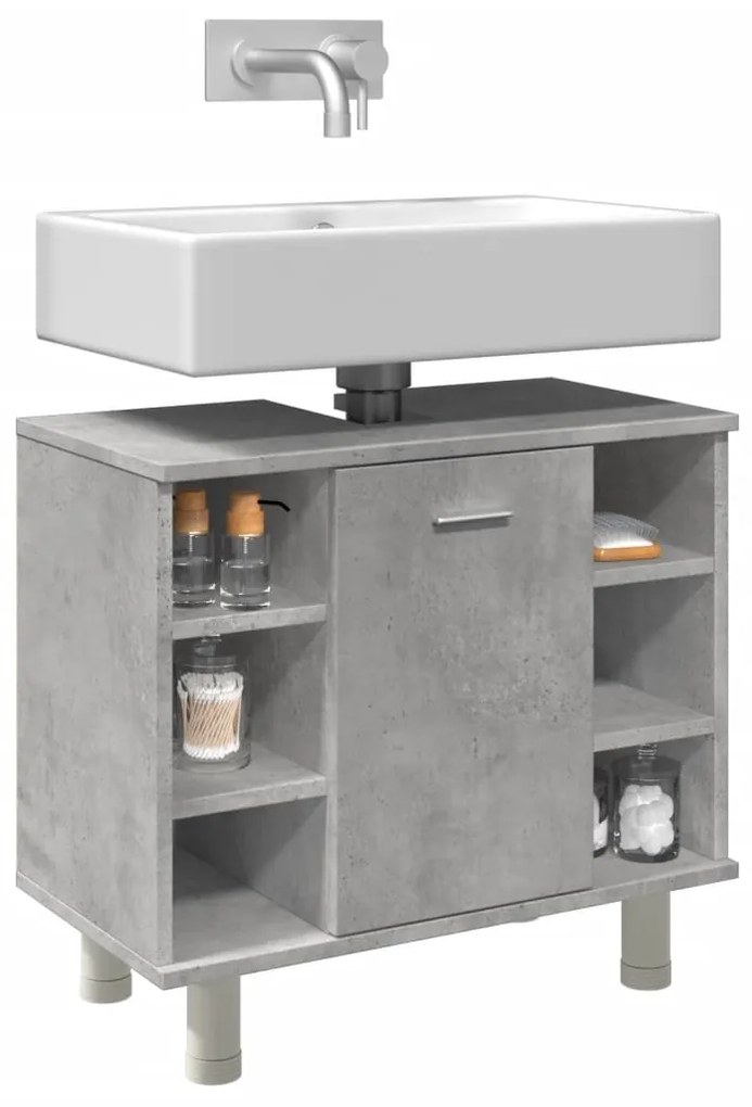 Mobile Da Bagno Grigio Cemento 60x32x53,5 Cm Legno Multistrato /