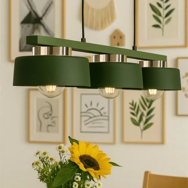 Lampadario a sospensione su cavo IGNIA 3xE27/60W/230V verde