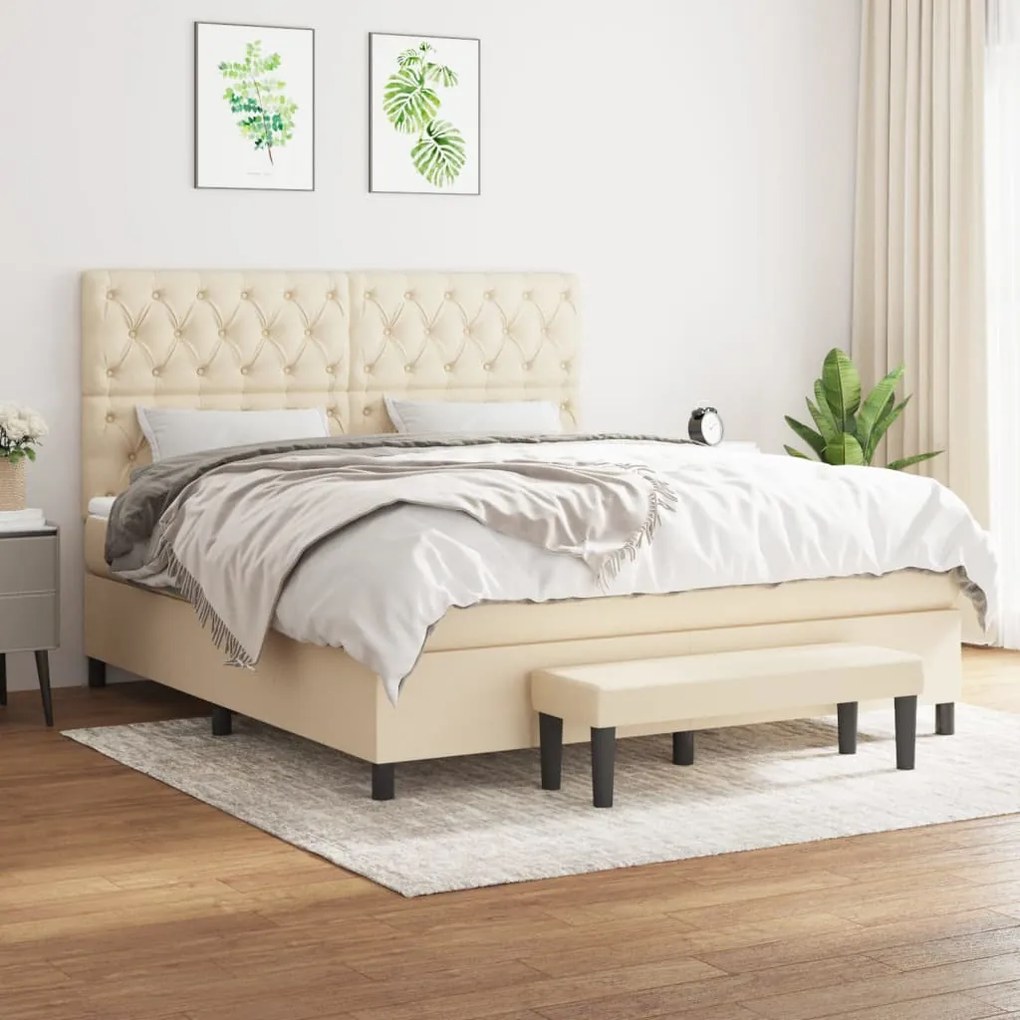 Giroletto A Molle Con Materasso Crema 160x200 Cm İn Tessuto /