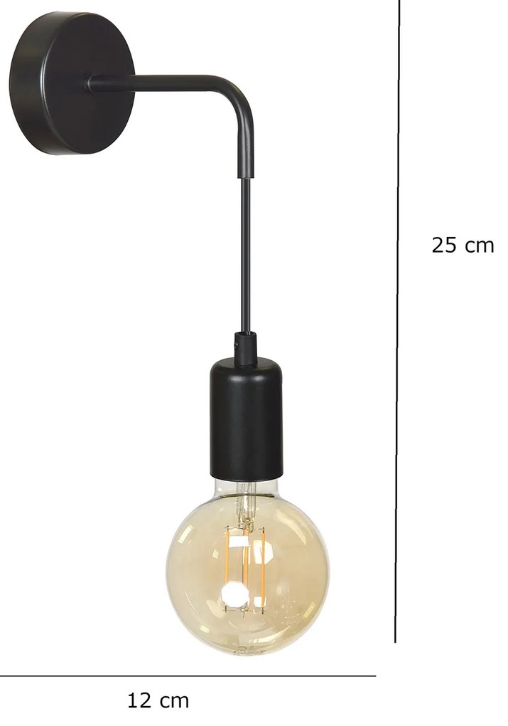 Applique Industrial 1 Luce Multiplo In Acciaio Nero