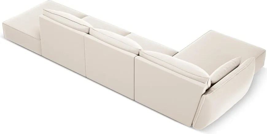 Divano angolare beige (con penisola a sinistra/con chaise lounge) con rivestimento in velluto Vanda – Mazzini Sofas