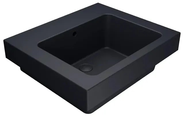 Lavabo a incasso e d'appoggio rettangolare vasca centrale Alaqua L 60 x H 25 x P 21 cm in ceramica grigio opaco