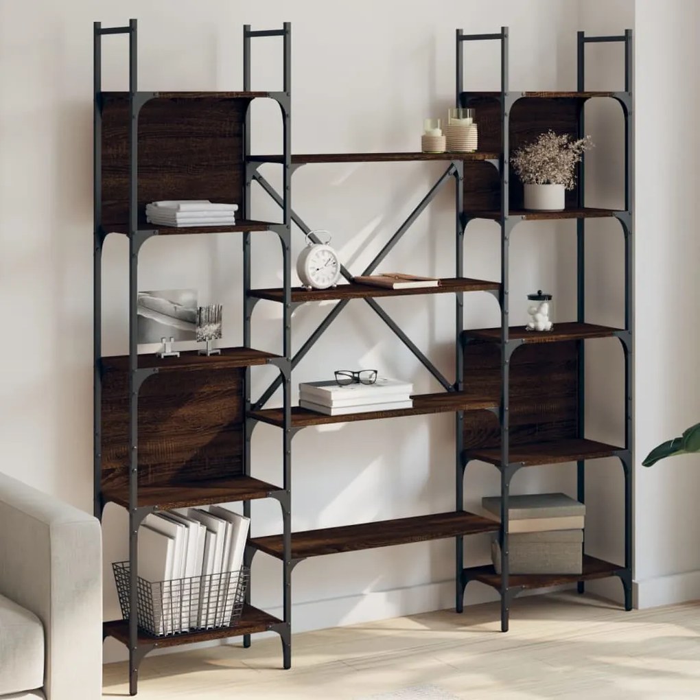 Libreria Rovere Marrone 155,5x24x166,5 cm in Legno Multistrato