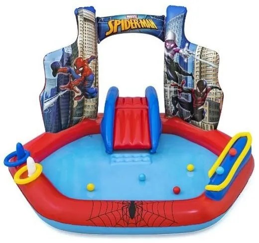Play Center Gonfiabile Spider-Man 2,11 m x 2,06 m x 1,27 m Con Palline e Anelli - Bestway
