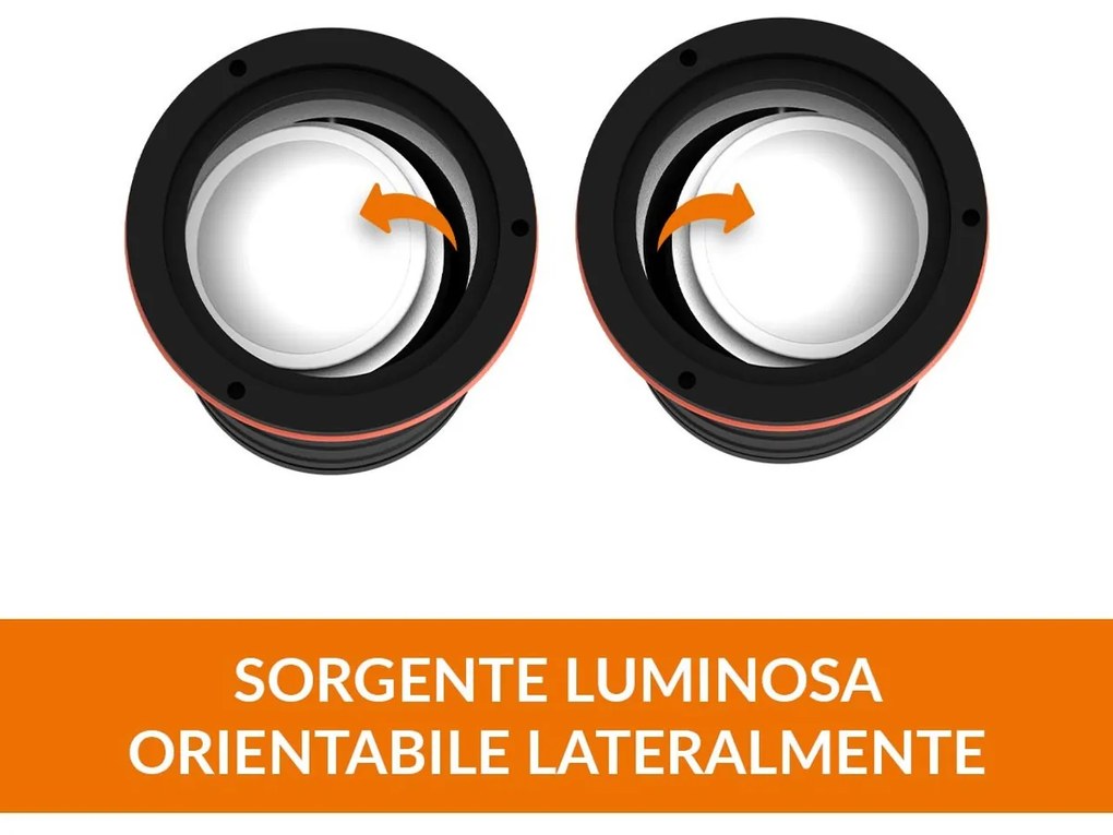 Faro Carrabile GU10 IP67 Orientabile INOX 304 Doppio Pressacavo - Antracite