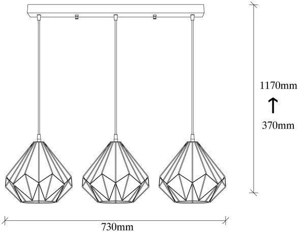 Lampadario su filo DIAMOND 3xE27/100W/230V