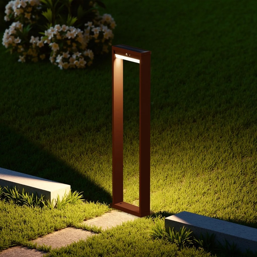 Paletto da giardino Solare Corten con Sensore di Mov. 80cm serie VELA Colore Bianco Naturale 4.000K