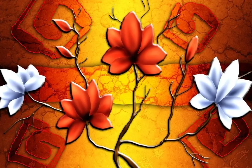 Stampa su tela – Fiori in stile etnico