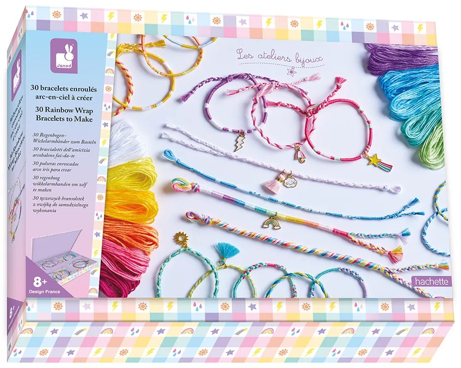 Atelier per bambini - 30 braccialetti avvolgenti arcobaleno