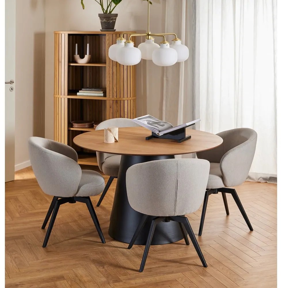 Tavolo da pranzo rotondo nero-naturale con piano in rovere ø 120 cm Soli - Actona