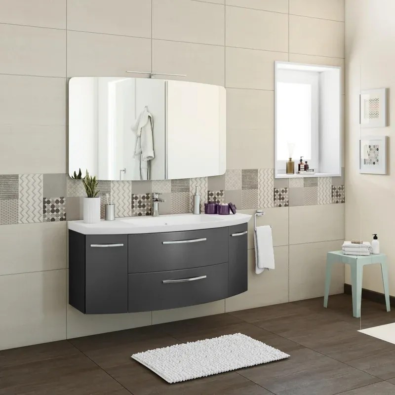 Mobile sottolavabo e lavabo Cassca per vasca centrale grigio ferro L 119 x H 48 x P 47 cm, 2 ante 2 cassetti