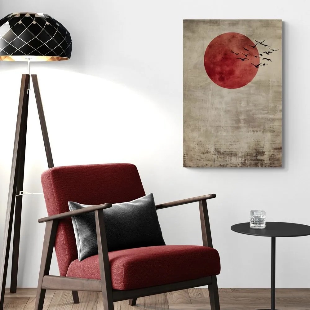 Stampa su tela – Japandi luna rossa