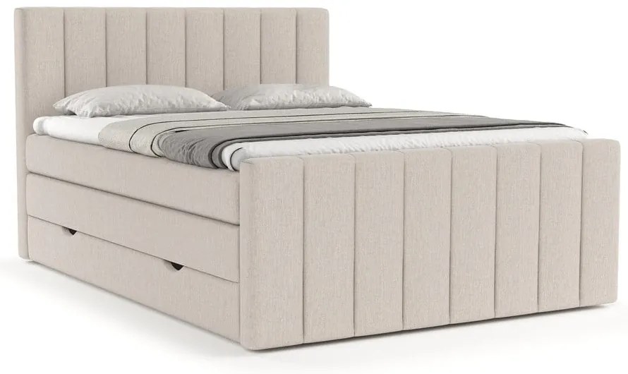 Letto boxspring beige con contenitore 140x200 cm Ruby - Maison de Rêve