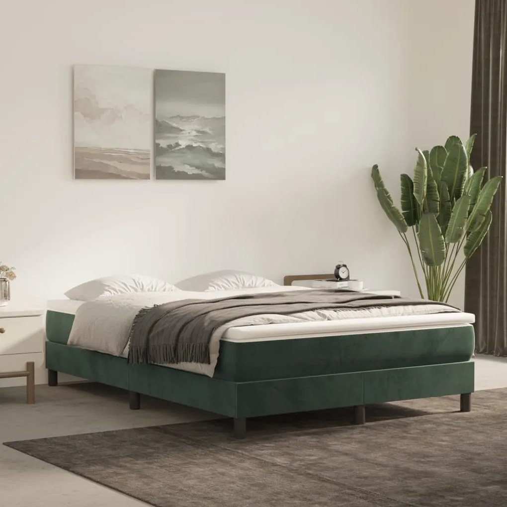 Materasso A Molle Verde Scuro 140x200x20 Cm İn Velluto /