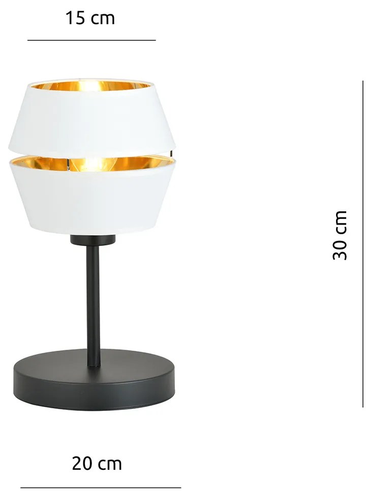 Lampada Da Tavolo Contemporanea 1 Luce Bellerofonte In Metallo Bianco E Oro