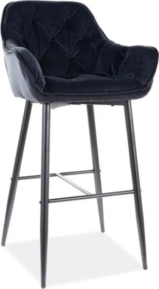 Sgabello da bar Cherry in velluto nero - H-1 - H105 cm