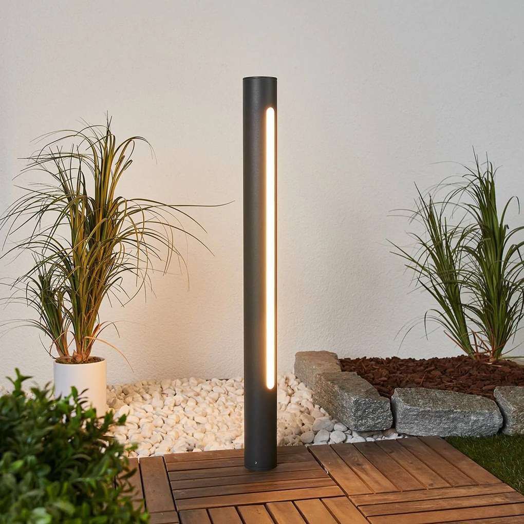 Lucande lampione a LED Tomas, 75 cm, grigio scuro, IP54