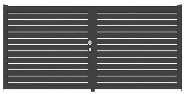 Cancello manuale battente ALBA Maia120-20 in alluminio, apertura centrale, L 300 x H 160 cm, di colore grigio antracite