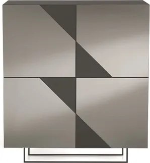 Madia credenza 4 ante in vetro specchio Fum cassa Antracite ARTE 120 con piedini sagomati