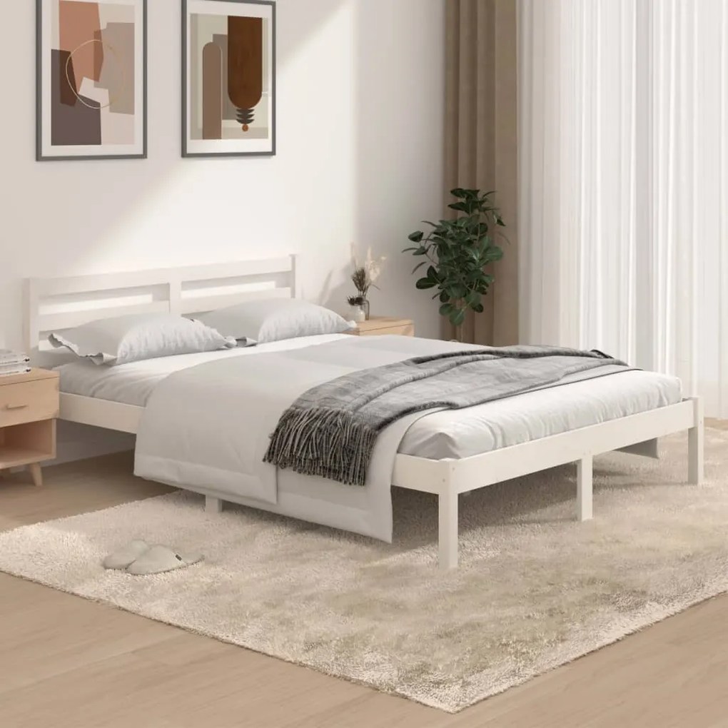 Giroletto İn Legno Massello 135x190 Cm Bianco Small Double /