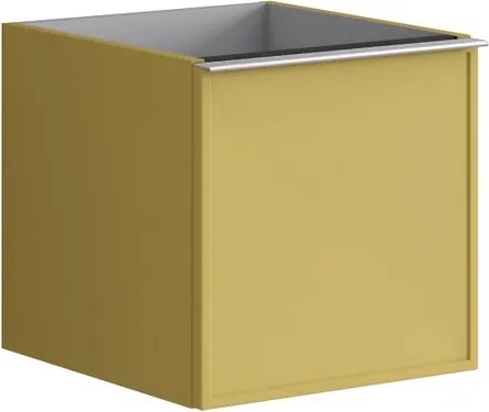 Cassettiera Pixel con 2 cassetti (1 interno) frontale Frame  laccato opaco giallo sole e maniglia alluminio brillante L.40 H.40 P.45,5 cm.