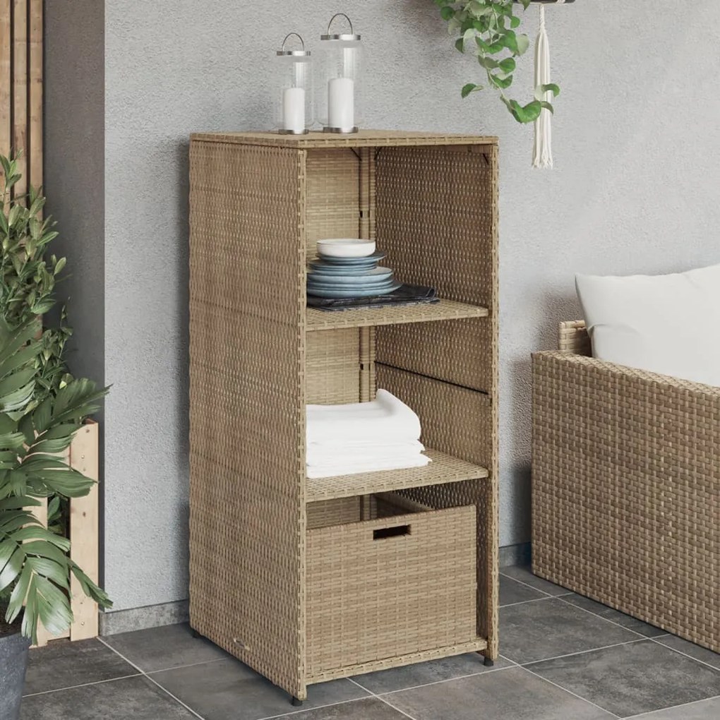 Armadietto Portaoggetti Giardino Beige 50x55x115cm Polyrattan /