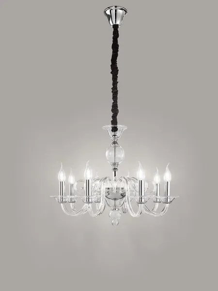 Lampadario bougie otto luci 6498 tr trasparente