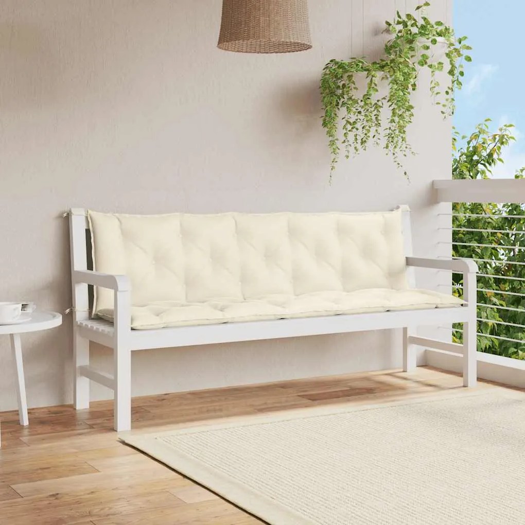 Cuscino Per Panca Bianco Crema 180x(50+50)x7 Cm Tessuto Oxford /