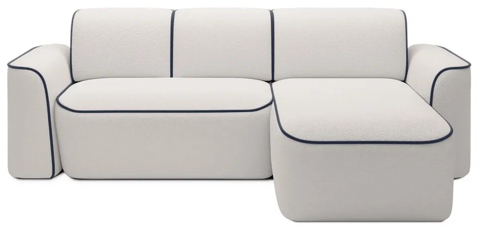 Divano angolare blu/color crema (con penisola a destra/con chaise lounge) e rivestimento in bouclé Ume – ELTAP