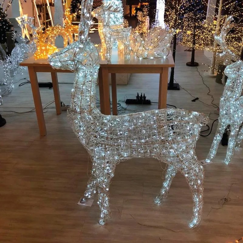 Renna luminosa 3D 600 lampadine led bianco freddo L 1.2 m x H 160 cm