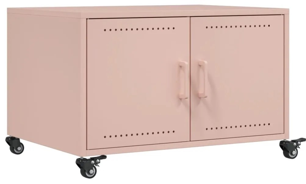 Tavolino rosa 68x50x43,5 cm in acciaio laminato a freddo