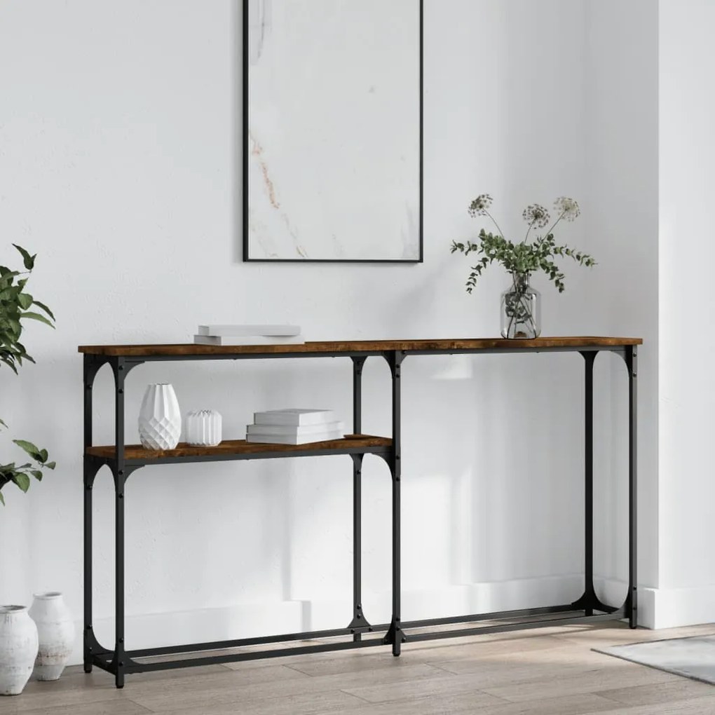 Tavolino Consolle Rovere Fumo 145x22,5x75 Cm Legno Multistrato /