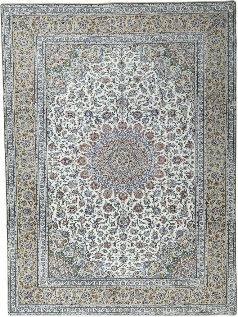 Kashan Tappeto 400 x 300 Beige (Iran) Annodato A Mano