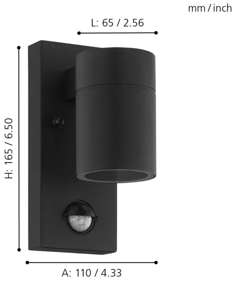 Eglo 99571 - Applique LED da esterno con sensore RIGA 1xGU10/3W/230V IP44
