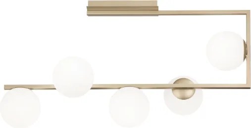 Plafoniera in metallo Oro e diffusori in vetro Bianco a 5 luci MONILE 85x47 cm