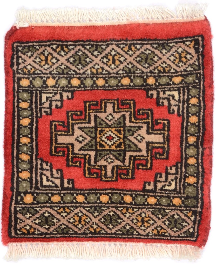 Bokhara Tappeto orientale 30 x 30 Verde (Pakistan) Annodato A Mano
