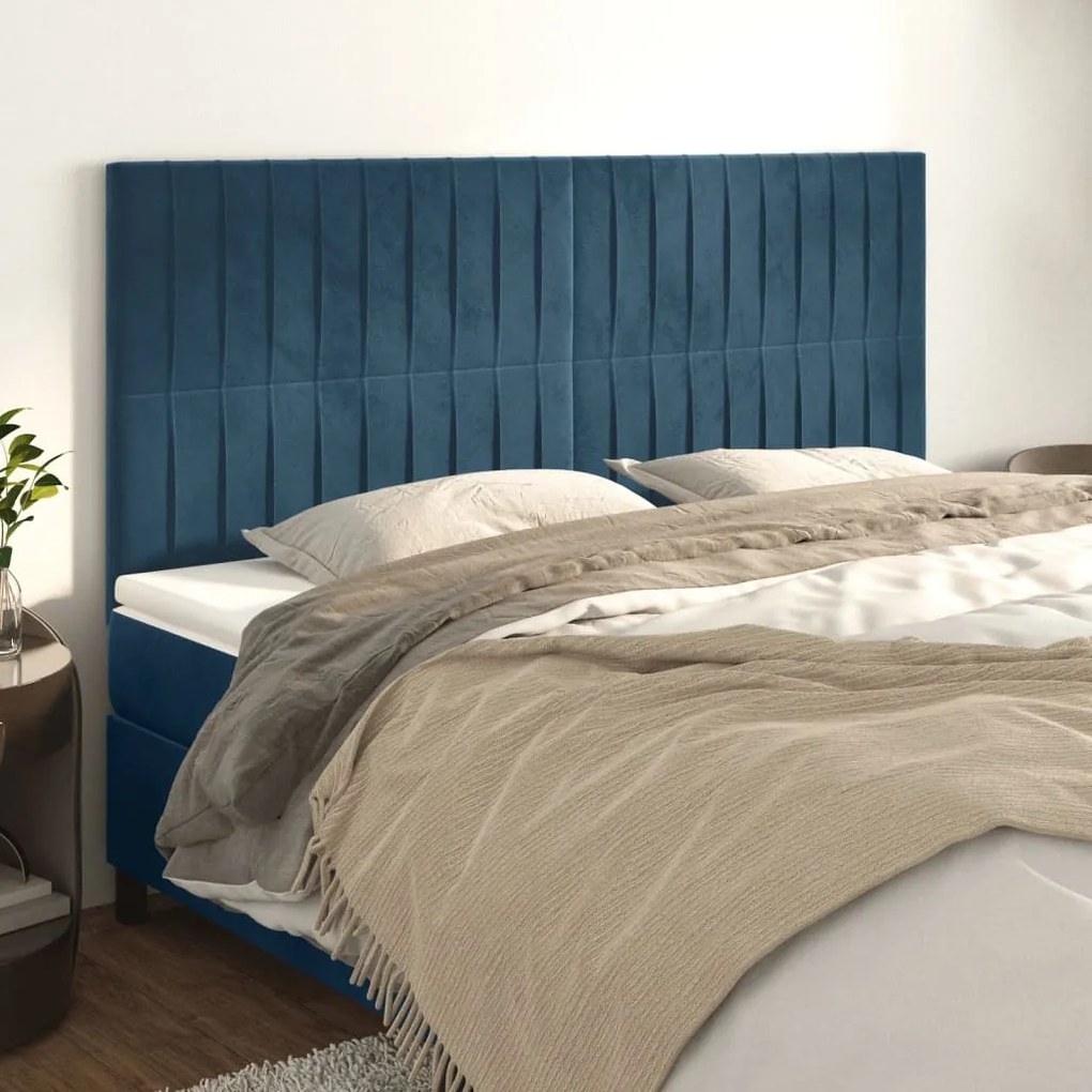 Testiere 4 Pz Blu Scuro 100x5x78/88 Cm İn Velluto /
