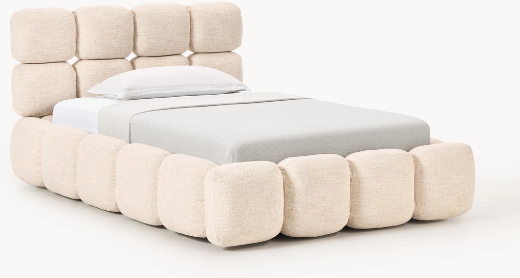 Letto imbottito in teddy bouclé con contenitore Tayla