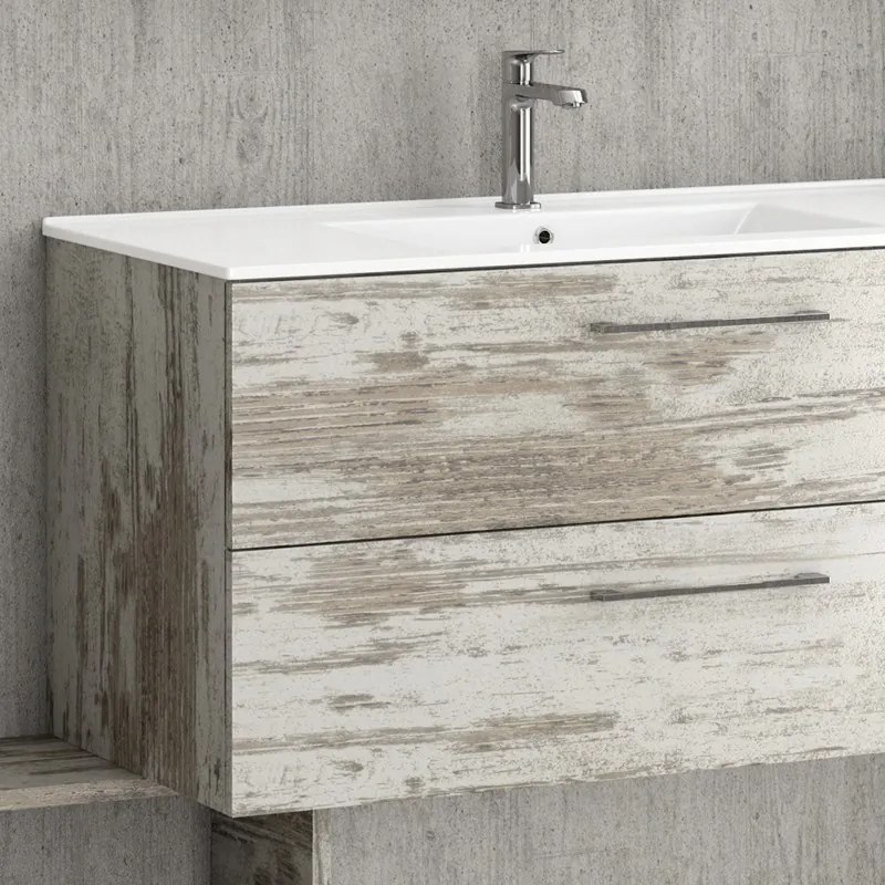 Mobile bagno sospeso da 100cm con lavabo incasso in ceramica EL-100B - KAMALU