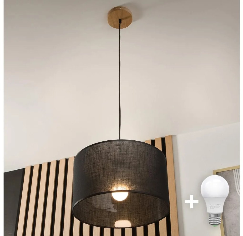 Brilagi - LED Lampadario a sospensione con filo ANTHONY 1xE27/60W/230V quercia/nero