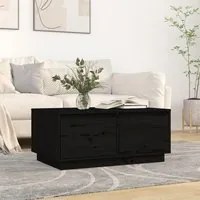 Tavolino da Salotto Nero 80x50x35 cm Legno Massello di Pino 814443