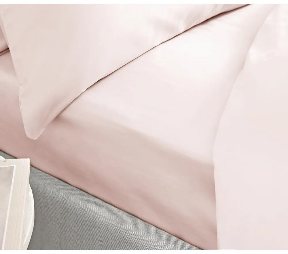 Lenzuolo di cotone sateen rosa Classic, 135 x 190 cm - Bianca