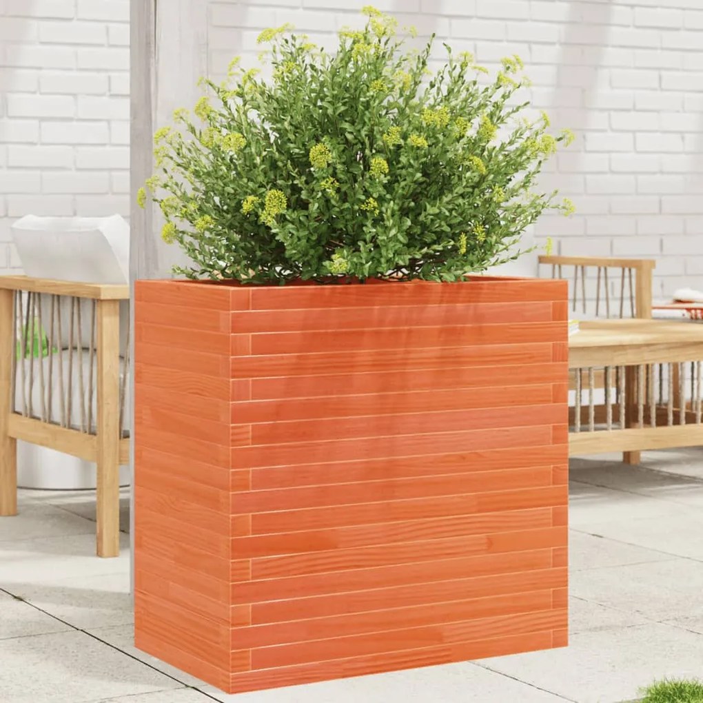 Fioriera Giardino Marrone Cera 70x40x68,5cm Legno Massello Pino /