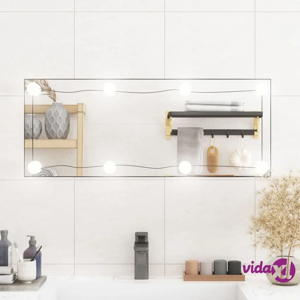 vidaXL Specchio da Parete con Luci LED 30x80 cm Vetro Rettangolare