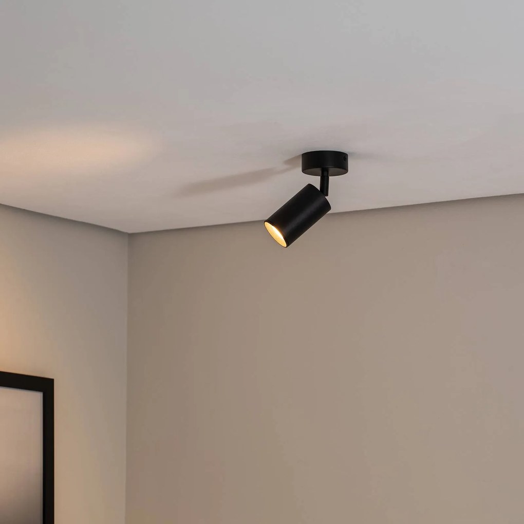 Argon Faretto da soffitto Sado nero acciaio, orientabile a 1 luce rotondo