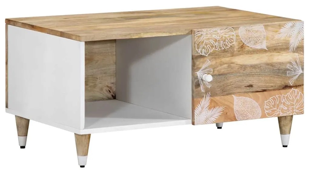 Tavolino Da Salotto 80x50x40 Cm Legno Massello Di Mango /