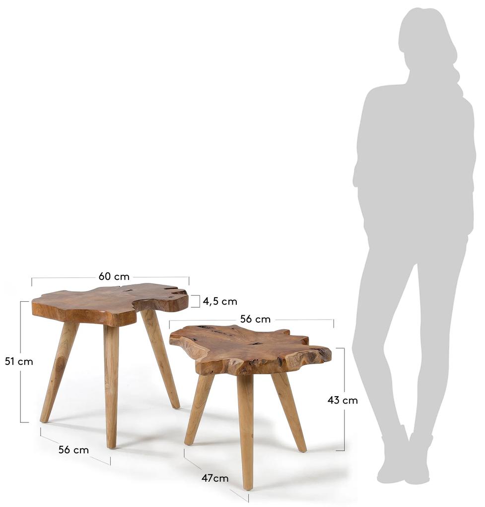 Kave Home - Set Hattie di 2 tavolini in legno massello di teak 60 cm / 56 cm